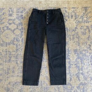 Madewell Button Fly Straight Leg Cropped Jeans